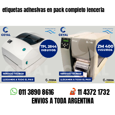 etiquetas adhesivas en pack completo lenceria