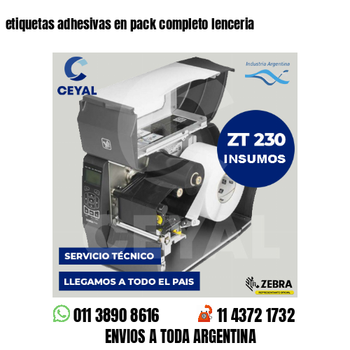 etiquetas adhesivas en pack completo lenceria