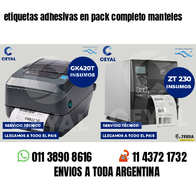 etiquetas adhesivas en pack completo manteles