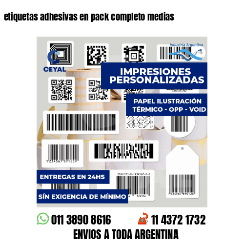 etiquetas adhesivas en pack completo medias