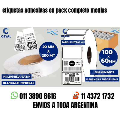 etiquetas adhesivas en pack completo medias