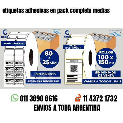 etiquetas adhesivas en pack completo medias
