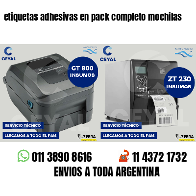 etiquetas adhesivas en pack completo mochilas