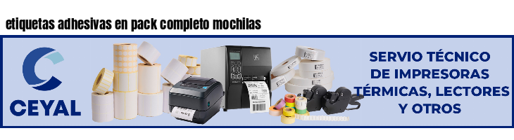 etiquetas adhesivas en pack completo mochilas