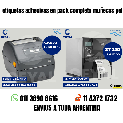 etiquetas adhesivas en pack completo muñecos peluche
