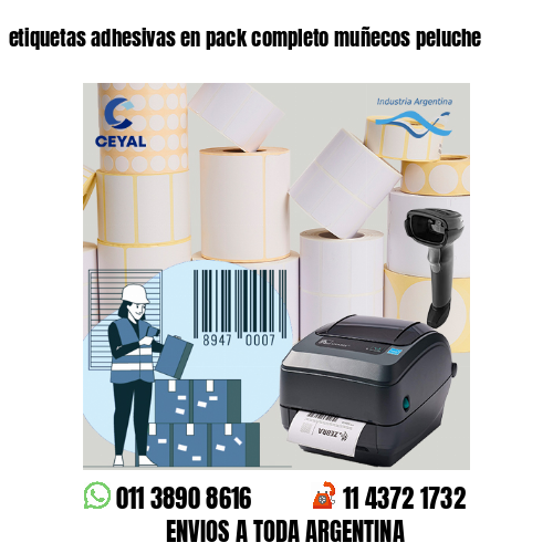 etiquetas adhesivas en pack completo muñecos peluche
