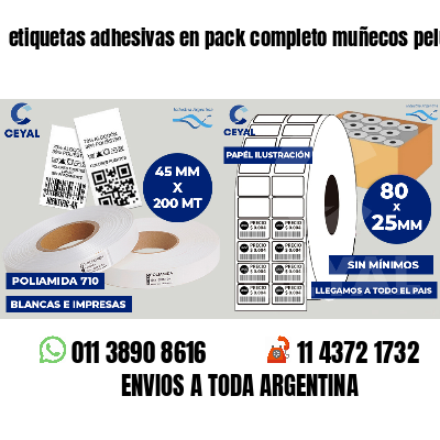 etiquetas adhesivas en pack completo muñecos peluche