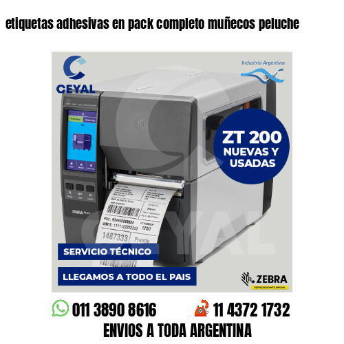 etiquetas adhesivas en pack completo muñecos peluche