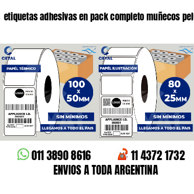 etiquetas adhesivas en pack completo muñecos peluche