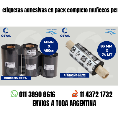 etiquetas adhesivas en pack completo muñecos peluche