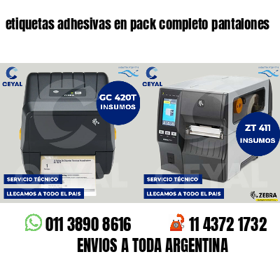 etiquetas adhesivas en pack completo pantalones