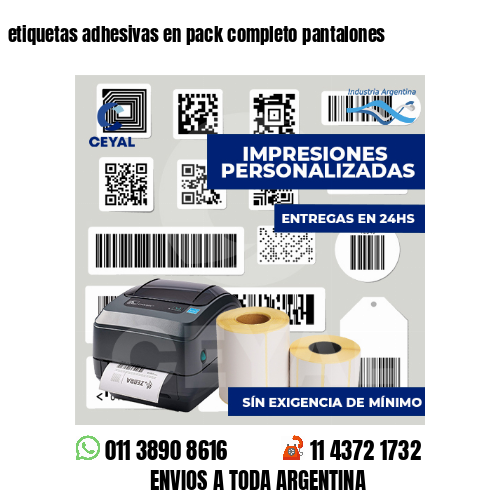 etiquetas adhesivas en pack completo pantalones