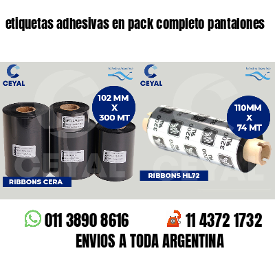 etiquetas adhesivas en pack completo pantalones