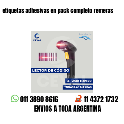 etiquetas adhesivas en pack completo remeras