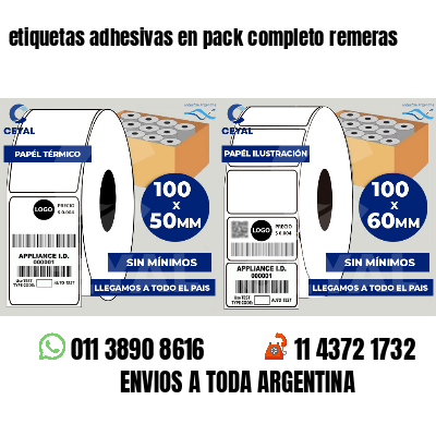 etiquetas adhesivas en pack completo remeras
