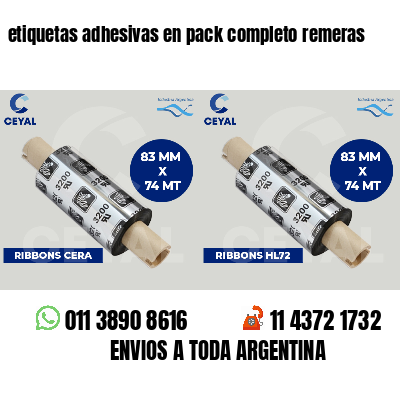 etiquetas adhesivas en pack completo remeras