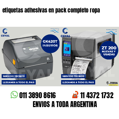 etiquetas adhesivas en pack completo ropa