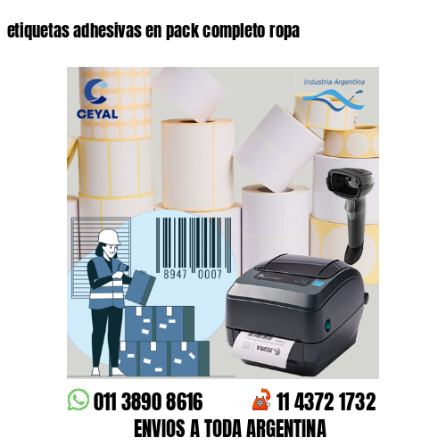etiquetas adhesivas en pack completo ropa