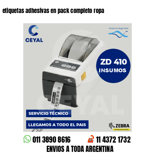 etiquetas adhesivas en pack completo ropa