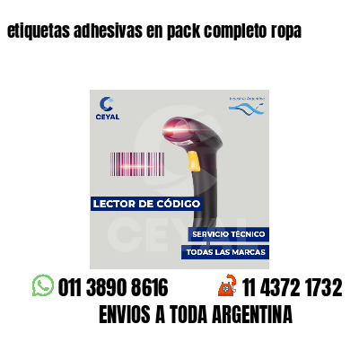 etiquetas adhesivas en pack completo ropa