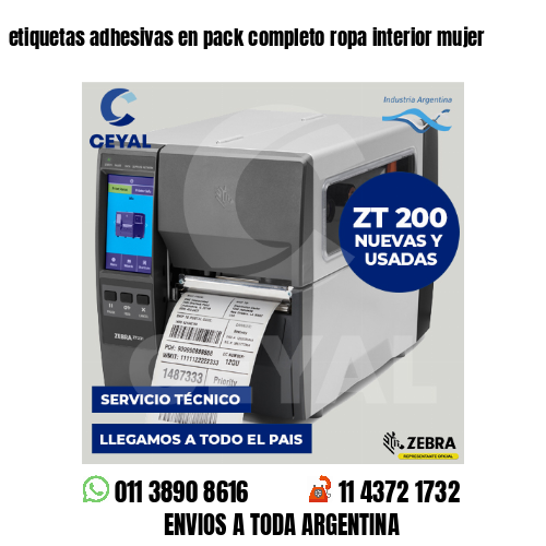 etiquetas adhesivas en pack completo ropa interior mujer
