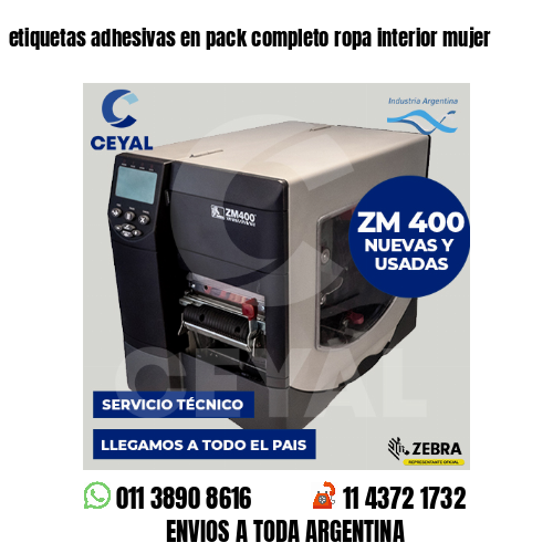 etiquetas adhesivas en pack completo ropa interior mujer