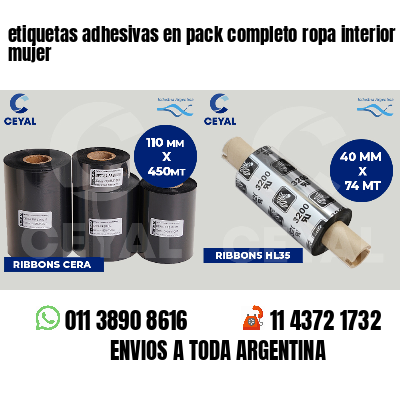 etiquetas adhesivas en pack completo ropa interior mujer