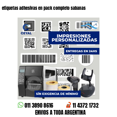 etiquetas adhesivas en pack completo sabanas