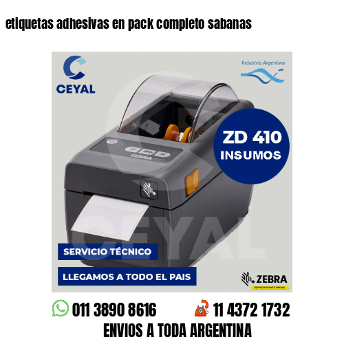 etiquetas adhesivas en pack completo sabanas