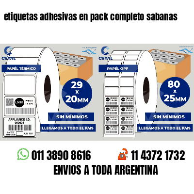 etiquetas adhesivas en pack completo sabanas