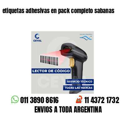 etiquetas adhesivas en pack completo sabanas