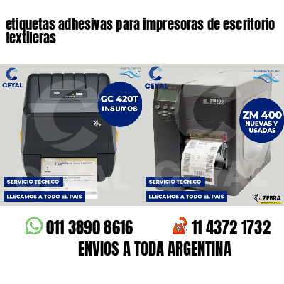 etiquetas adhesivas para impresoras de escritorio textileras