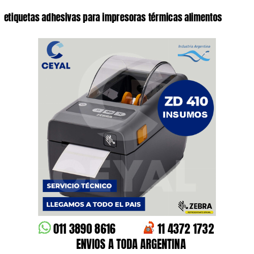 etiquetas adhesivas para impresoras térmicas alimentos