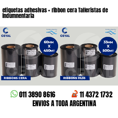 etiquetas adhesivas ribbon cera Talleristas de indumnentaria
