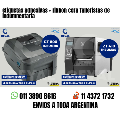 etiquetas adhesivas ribbon cera Talleristas de indumnentaria