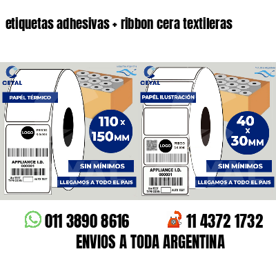 etiquetas adhesivas   ribbon cera textileras
