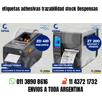 etiquetas adhesivas trazabilidad stock Despensas