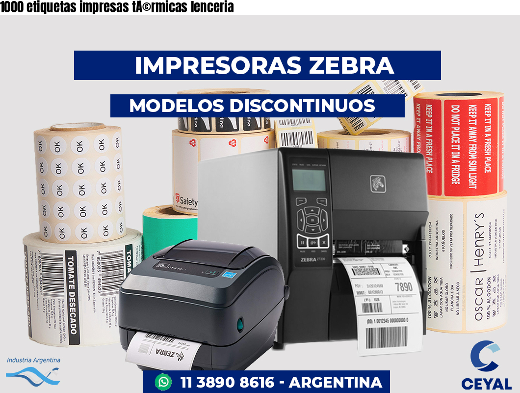 1000 etiquetas impresas tÃ©rmicas lenceria