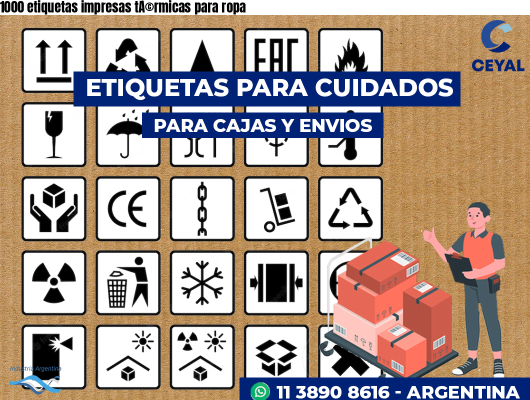 1000 etiquetas impresas tÃ©rmicas para ropa