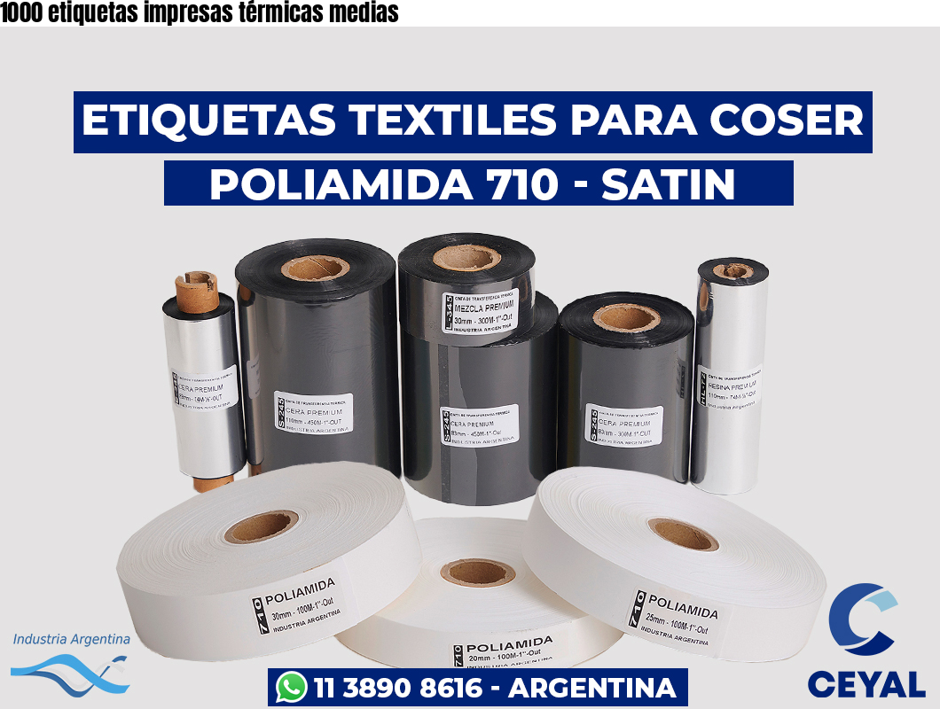 1000 etiquetas impresas térmicas medias