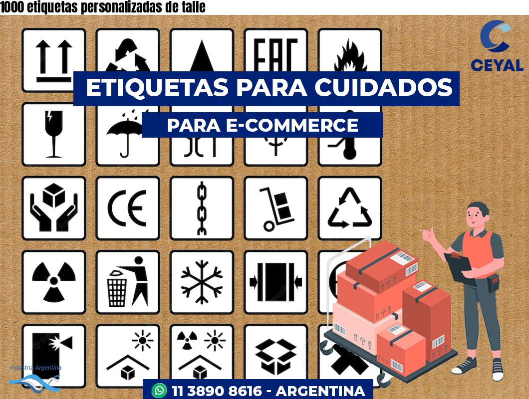 1000 etiquetas personalizadas de talle