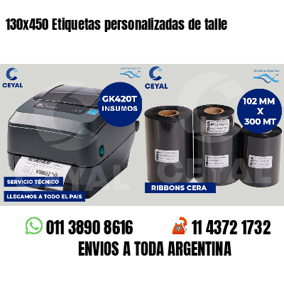 130x450 Etiquetas personalizadas de talle