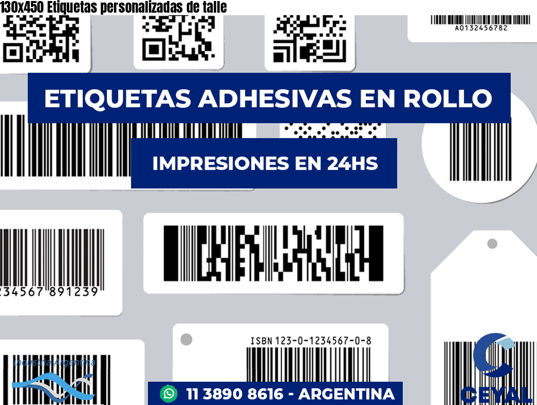 130×450 Etiquetas personalizadas de talle