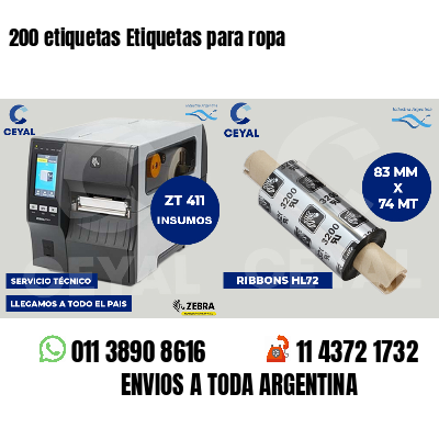 200 etiquetas Etiquetas para ropa
