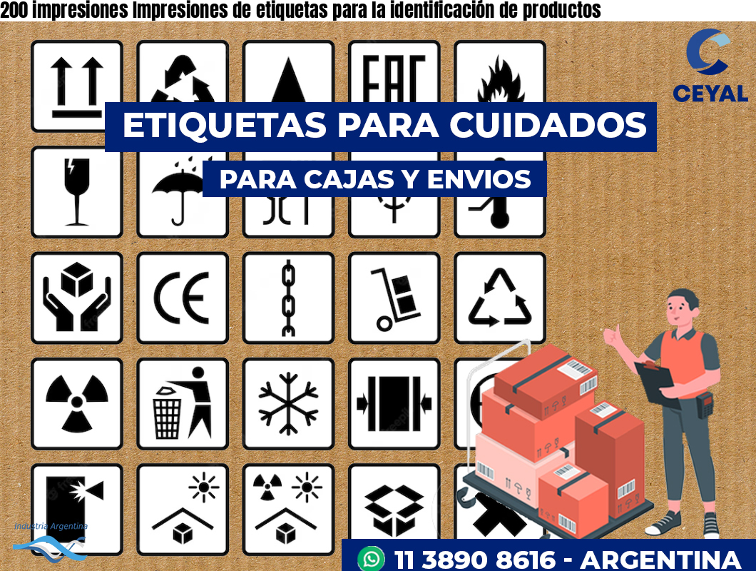 200 impresiones Impresiones de etiquetas para la identificación de productos