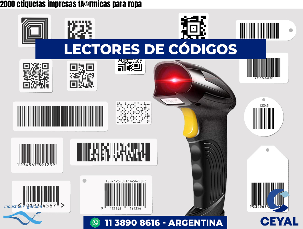 2000 etiquetas impresas tÃ©rmicas para ropa