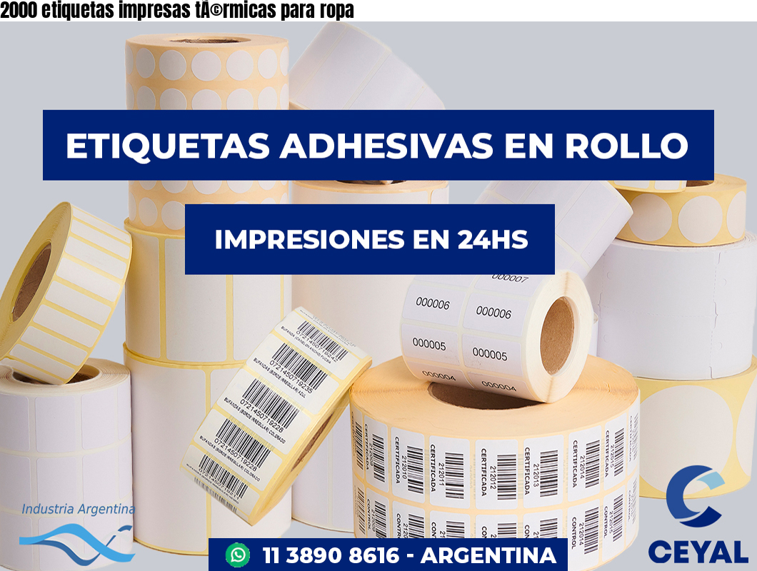 2000 etiquetas impresas tÃ©rmicas para ropa