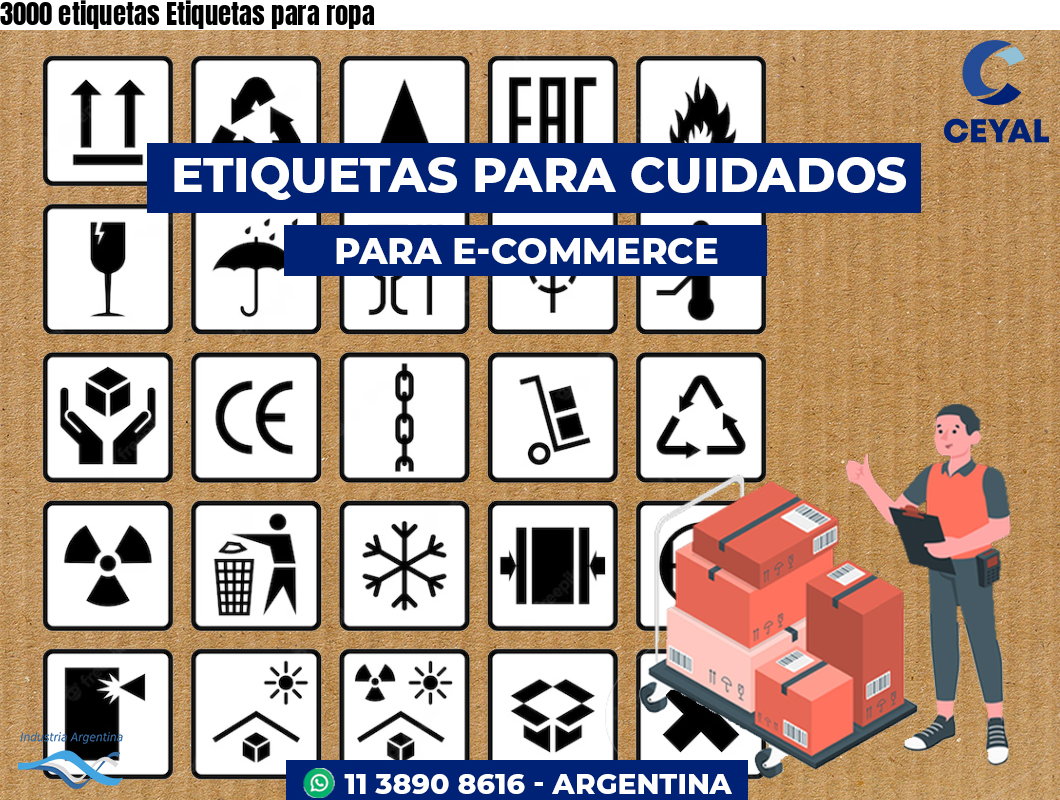 3000 etiquetas Etiquetas para ropa