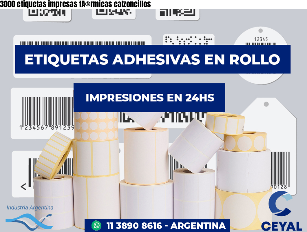 3000 etiquetas impresas tÃ©rmicas calzoncillos