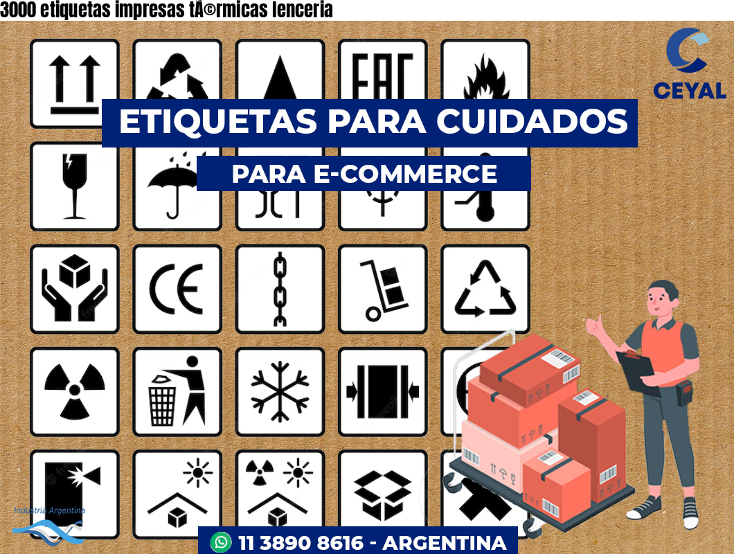 3000 etiquetas impresas tÃ©rmicas lenceria